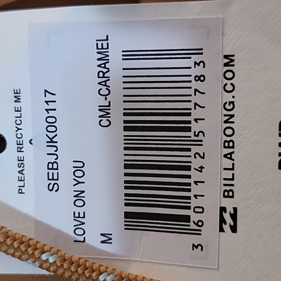 Billabong Love On You Recycler Jacket sz M, Caramel New with Tag - Picture 8 of 8